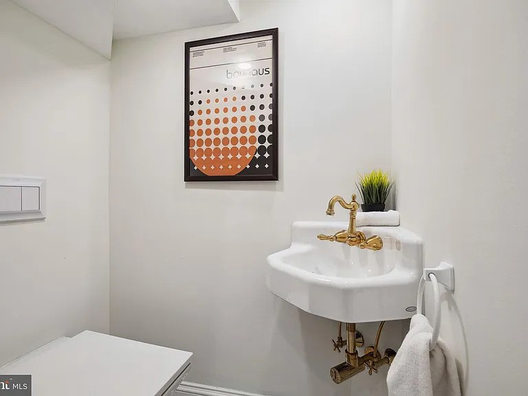 Painted brick with a wall-hung basin