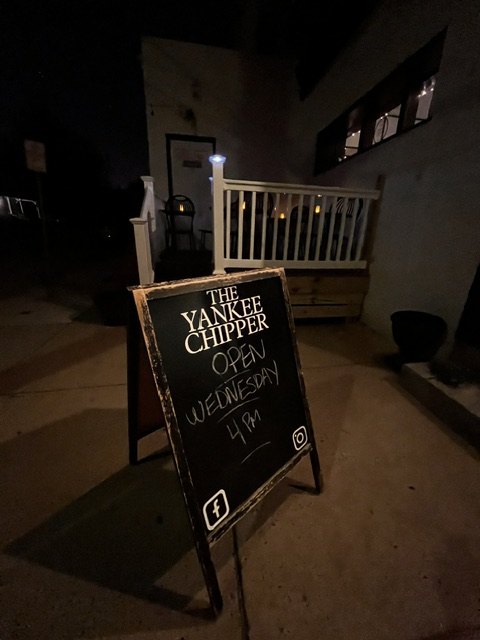 The sign out on the sidewalk